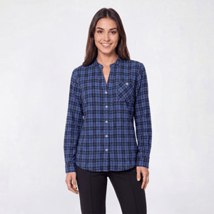 Womens Hasting & Smith Mandarin Collar Flannel - Bijou Blue